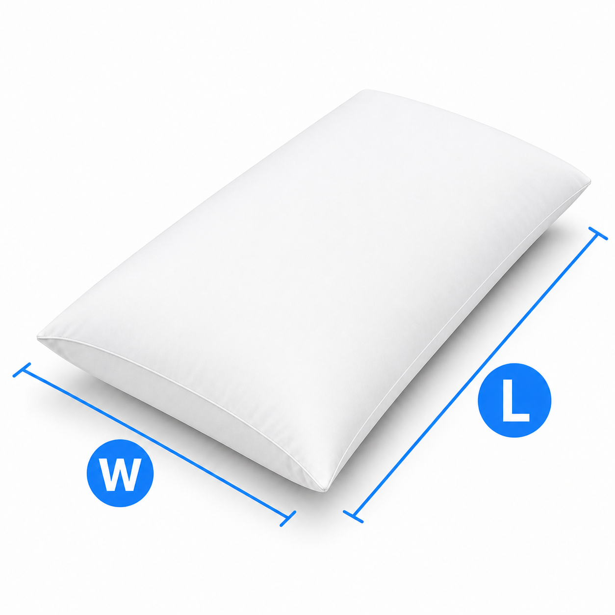 Mattress dimension diagram: Width (W), Length (L), Depth (D)